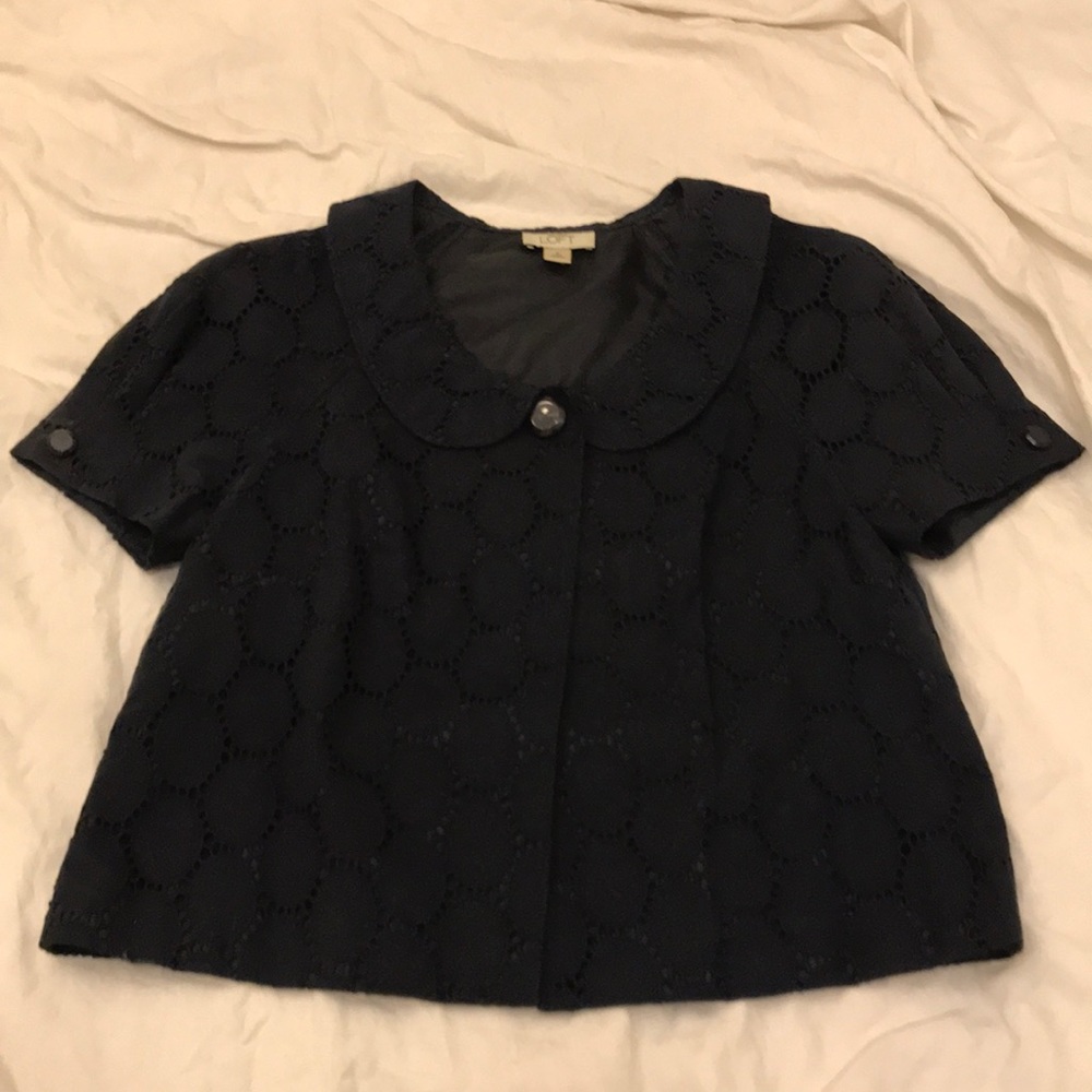 Loft Navy Eyelet Jacket